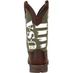 Durango Men's Rebel Army Green USA Print 12" Square Toe Western Boot -Rocky Store DDB0313 back