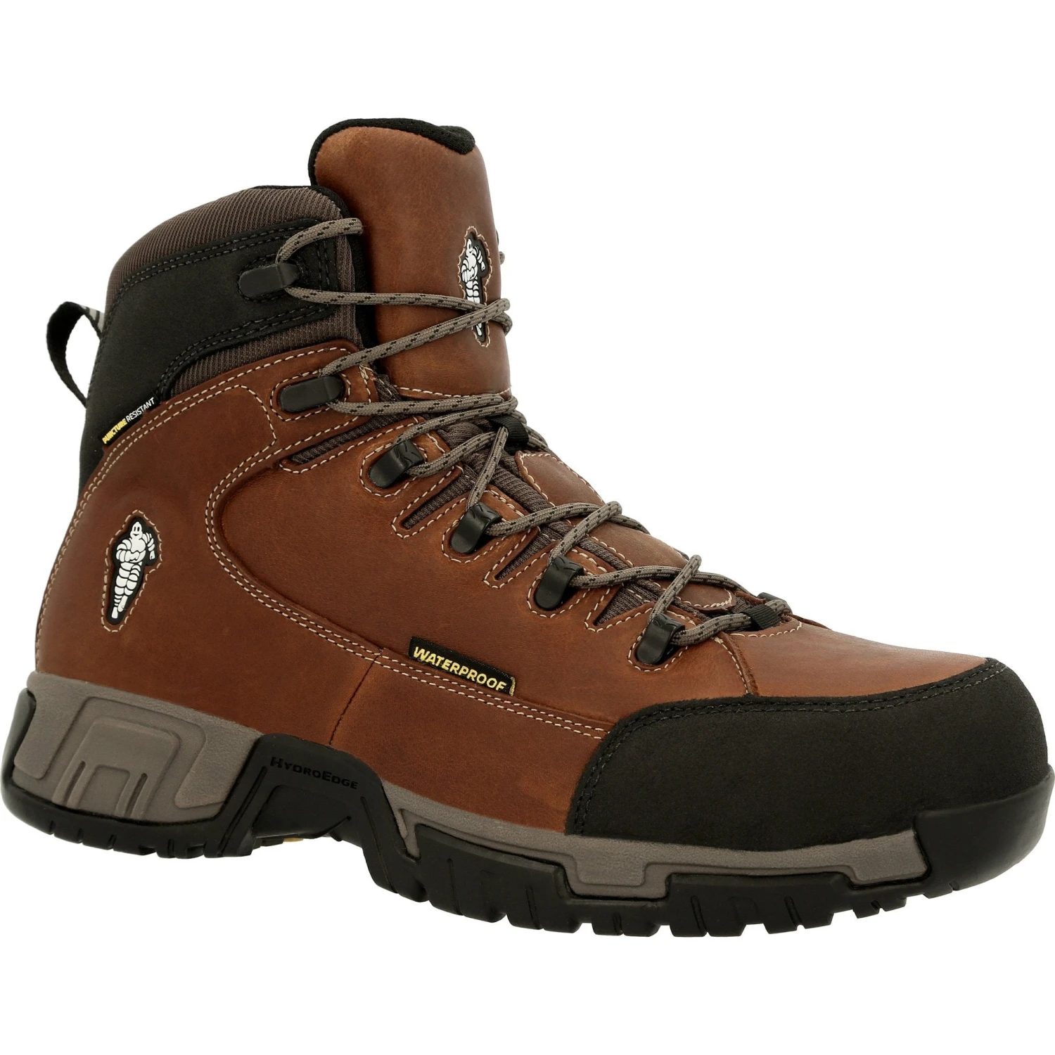 Michelin Men's HydroEdge 6" Alloy Toe WP PR Work Boot - Brown- MIC0006 3 Michelin Men's HydroEdge 6" Alloy Toe WP PR Work Boot - Brown- MIC0006